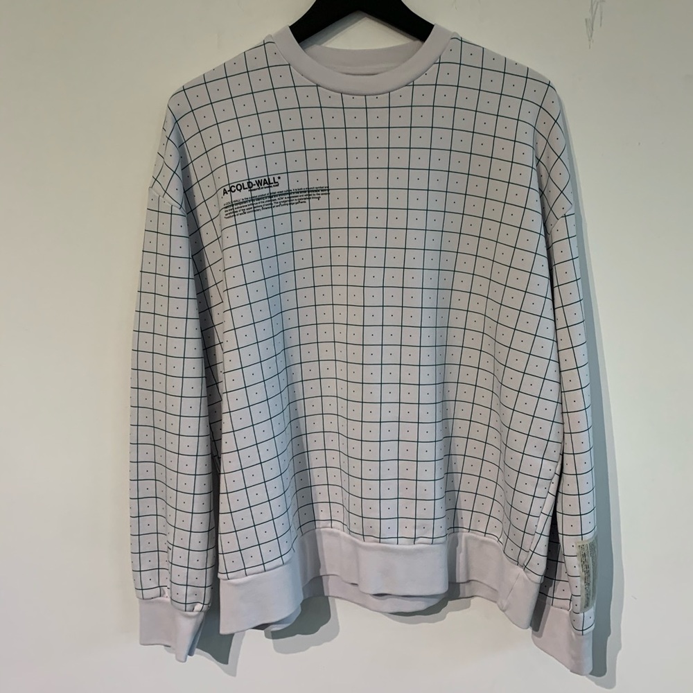 A Cold Wall Grid Print Crewneck - Pale Grey